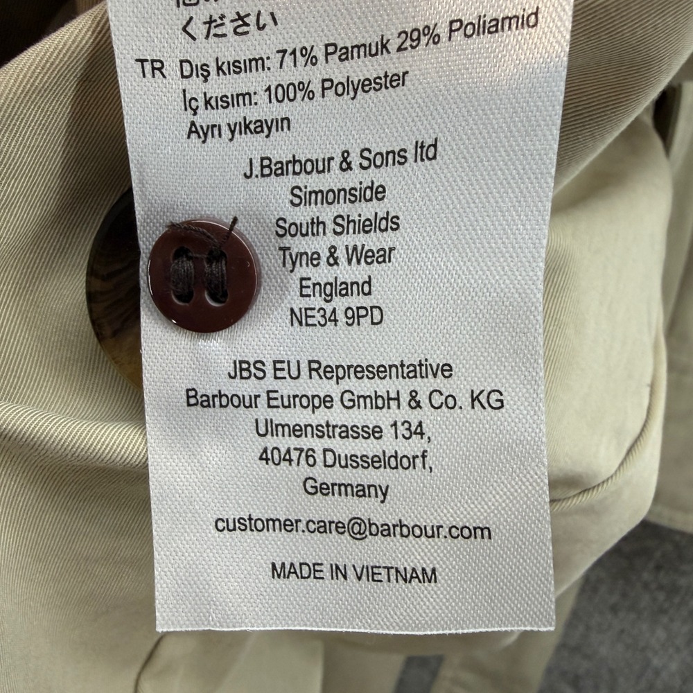 Barbour Garbo Showerproof Trench Coat Womens Size 8 Beige New Long Belted Jacket - Picture 11 of 12